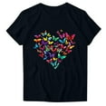 thumbnail image 4 of Womens Short Sleeve T-Shirts Polyester Casual Sunflower Butterflies Printed Graphic Base Tee Shirt Summer Tops (S, Black 01), 4 of 4