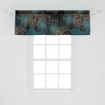 thumbnail image 2 of Floral Window Valance, Geometric Style Retro Flower Petals with Striped Details Print Artwork, Curtain Valance for Kitchen Bedroom with Rod Pocket, 54" X 18", Petrol Blue and Cinnamon, by Ambesonne, 2 of 2