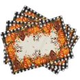 thumbnail image 3 of Fall Linen Placemats Set of 4 Autumn Thanksgiving Pumpkin Non Slip Heat-Resistant Washable Wipeable Table Place Mat Tablemat for Kitchen Dining Table Home Decoration 12" x 18", 3 of 6