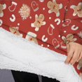 thumbnail image 3 of Oversized Wearable Blanket Hoodie,Red Christmas Gingerbread and Mitten Pattern Sherpa Blanket Hoodie with Super Pockets,Super Warm Fuzzy Pullover for Women & Men, 3 of 6