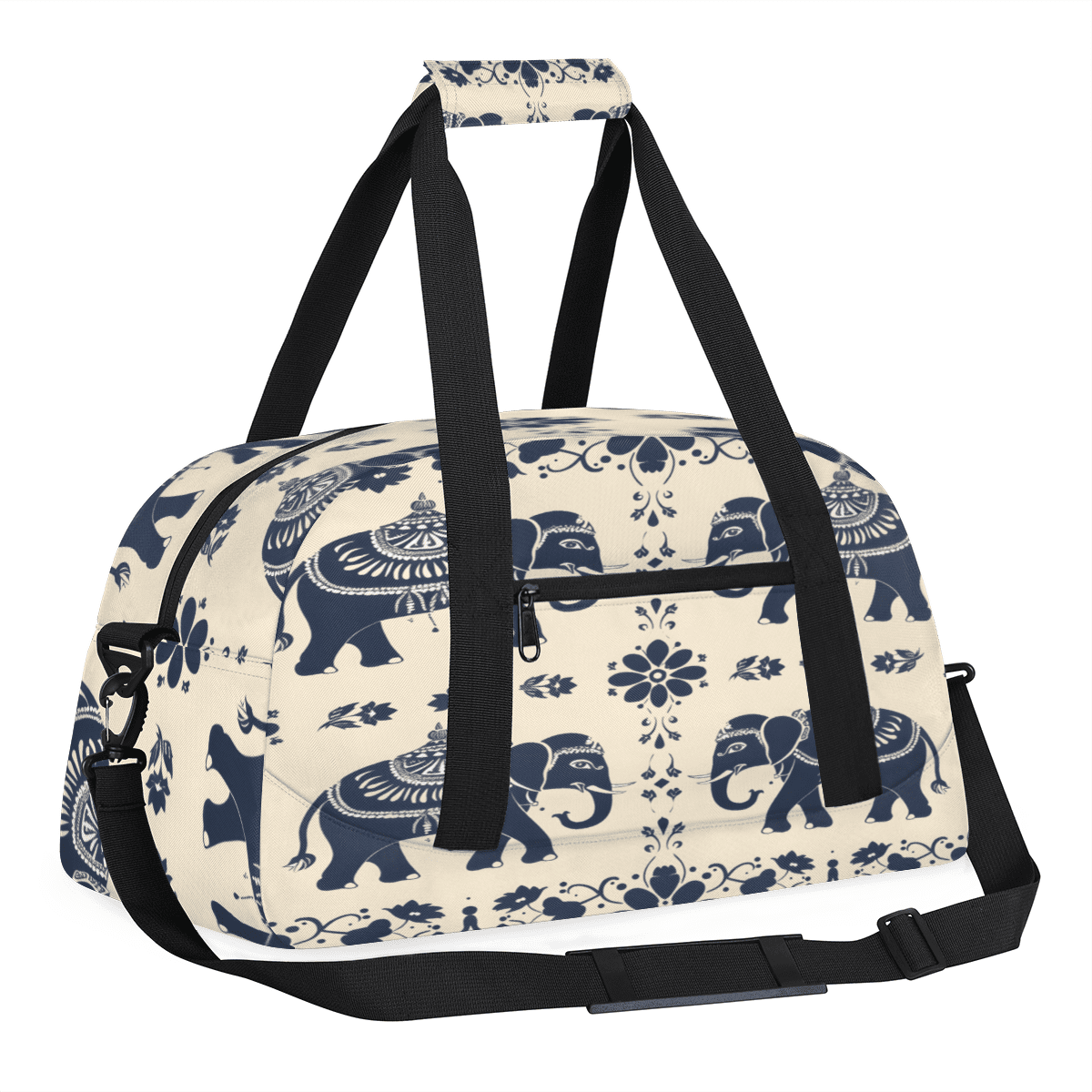 Herdesigns Elephant Sports Duffle Bag for Women & Men, Animal Print Gym Bag Dance Bag Overnight Bag Carry On Weekender Travel Bag