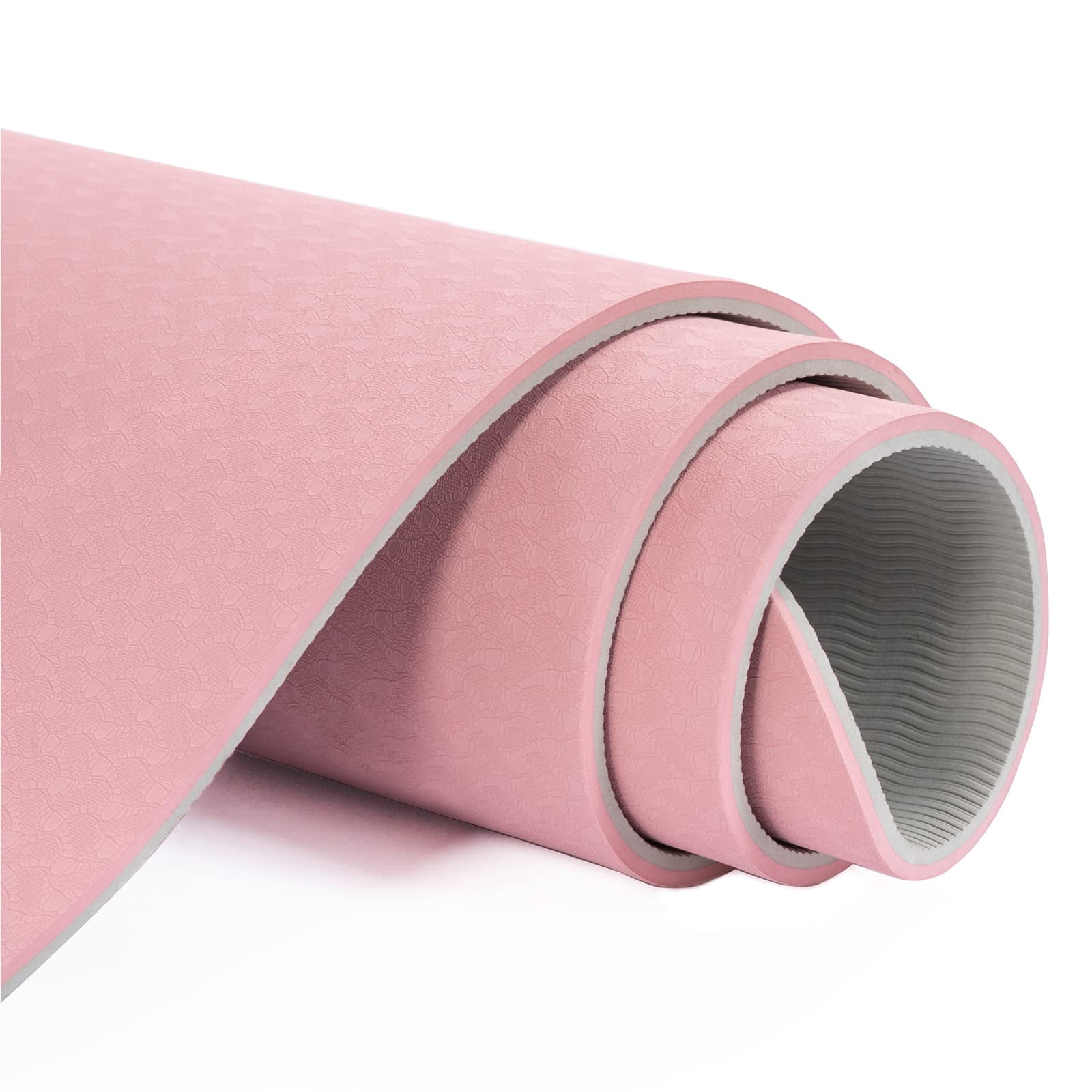 Yoga Mat 72"x24" Parfait Pink & Gray Non-Slip Exercise Mat for Pilates Fitness Home Workouts