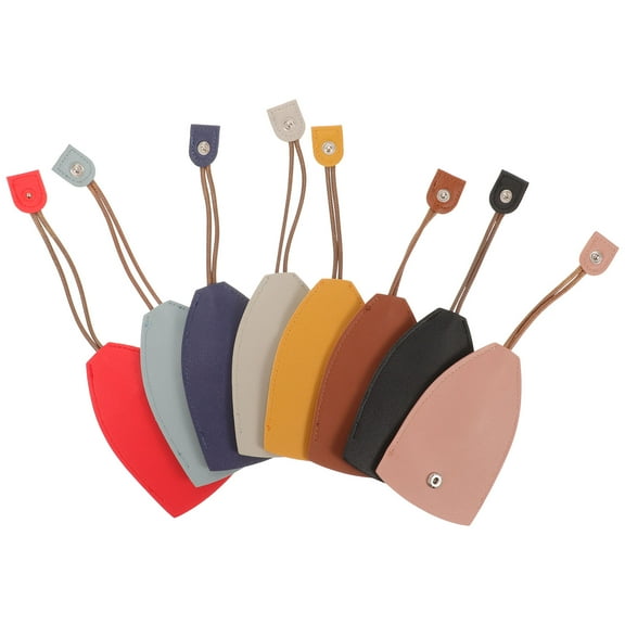 MEIBUTYUP 8 Pcs Assorted Color PU Pull Out Key Case Covers Compact Car Key Storage Organizer