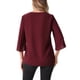 thumbnail image 3 of Blusa de malla con cuello en V y mangas 3/4 de INSPIRE CHIC para mujer, 3 of 4