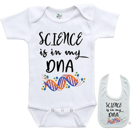 

Science is in my dna !- Cute custom scientific academic Baby Onesie & bib Set