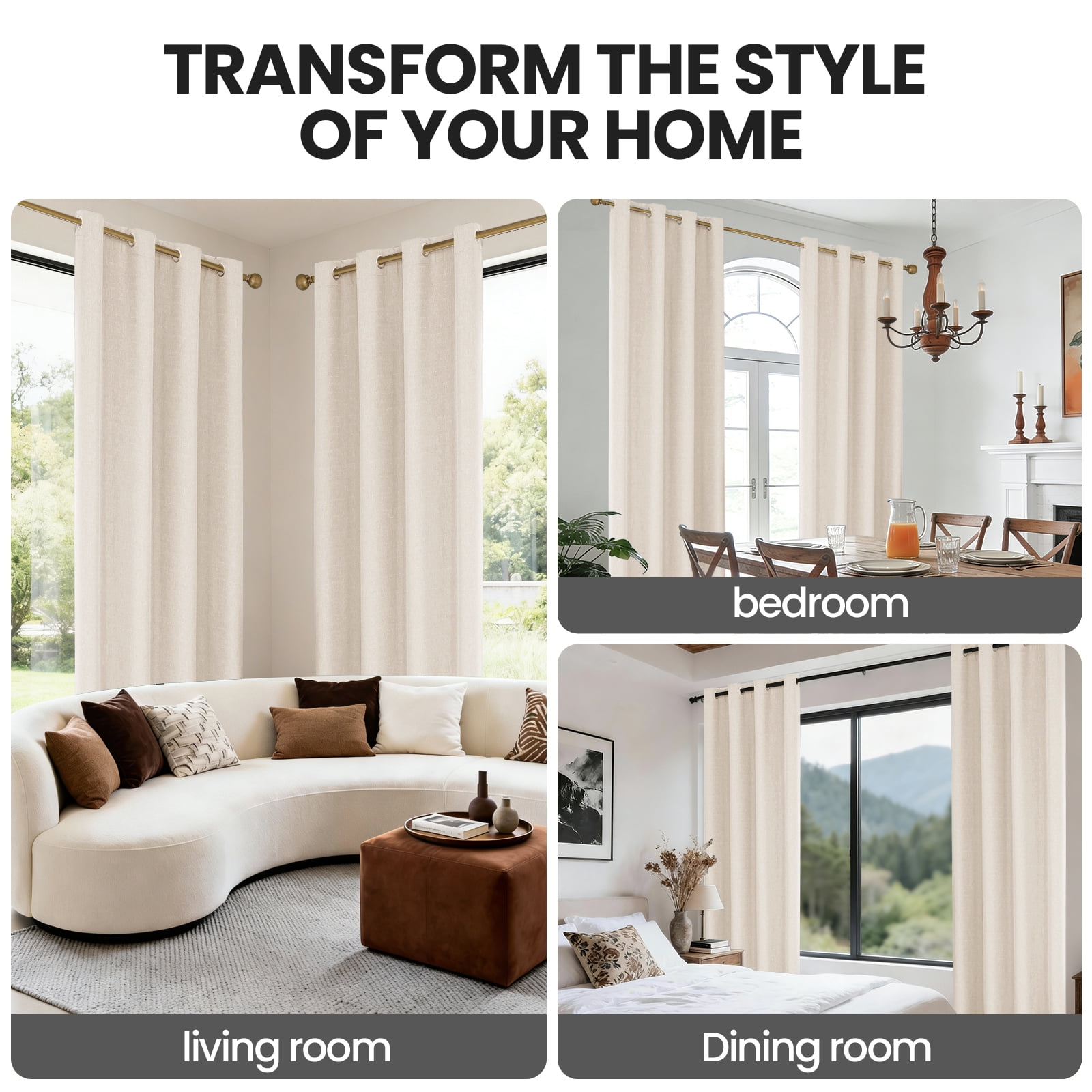 JIATER Blackout Curtains,52 x 72 inch Blackout Curtains Set of 2 for Bedroom Living Room,Thermal Insulated Room Darkening Drapes with Grommet,Beige