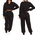 thumbnail image 2 of Idoravan Women'S Loose Casual Sports Zipper Sweatshirt Sweatpants Two-Piece Set Women Casual Color Clothes Sports Suit Long Sleeve Pants Two Piece Set Black, 2 of 9