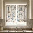 thumbnail image 5 of huayou 2 Pack Printed Kitchen Tier Curtains, 27.56x39.4 Inch Vintage Nautical Starfish Seahorse Anchor Postcard Short Window Curtains for Indoor Kitchen Coastal Home Decor, 5 of 7