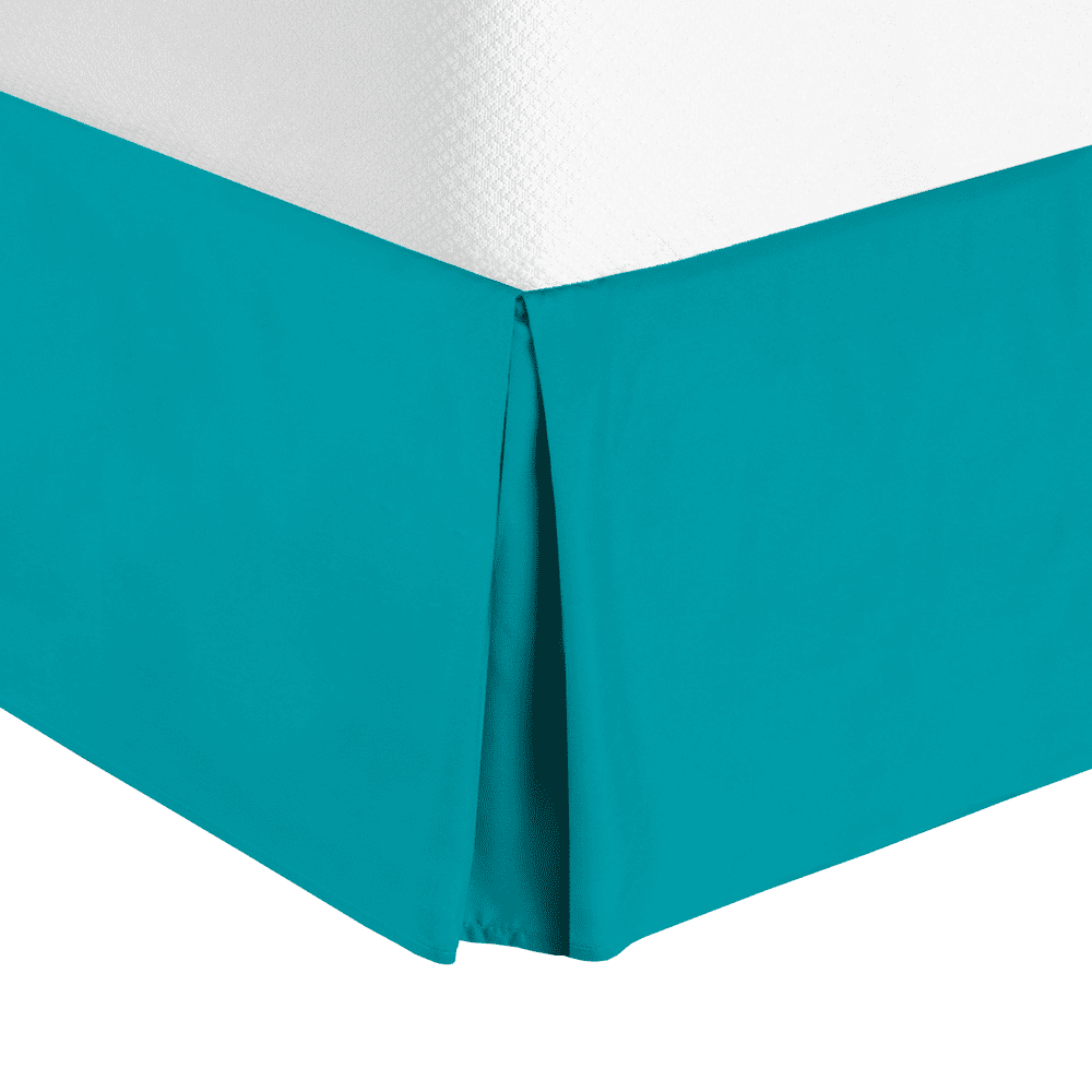 14" Tailored Pleated Bed Skirt Dust Ruffle, Full, Teal, by Clara Clark
