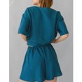 thumbnail image 4 of Conjunto de pijamas de pantalones cortos para mujer,Conjunto de pijamas de pantalones cortos para mujer Ropa de descanso con cuello redondo Ropa de dormir de media manga Características de vanguardia, 4 of 6