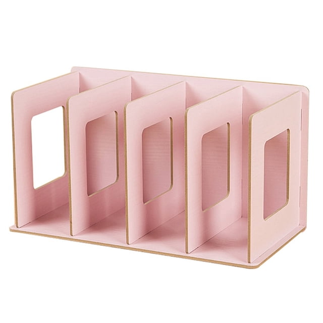4 Grids Wooden Bookshelf Storage Rack Tabletop Bookcase Organizer Home Decor