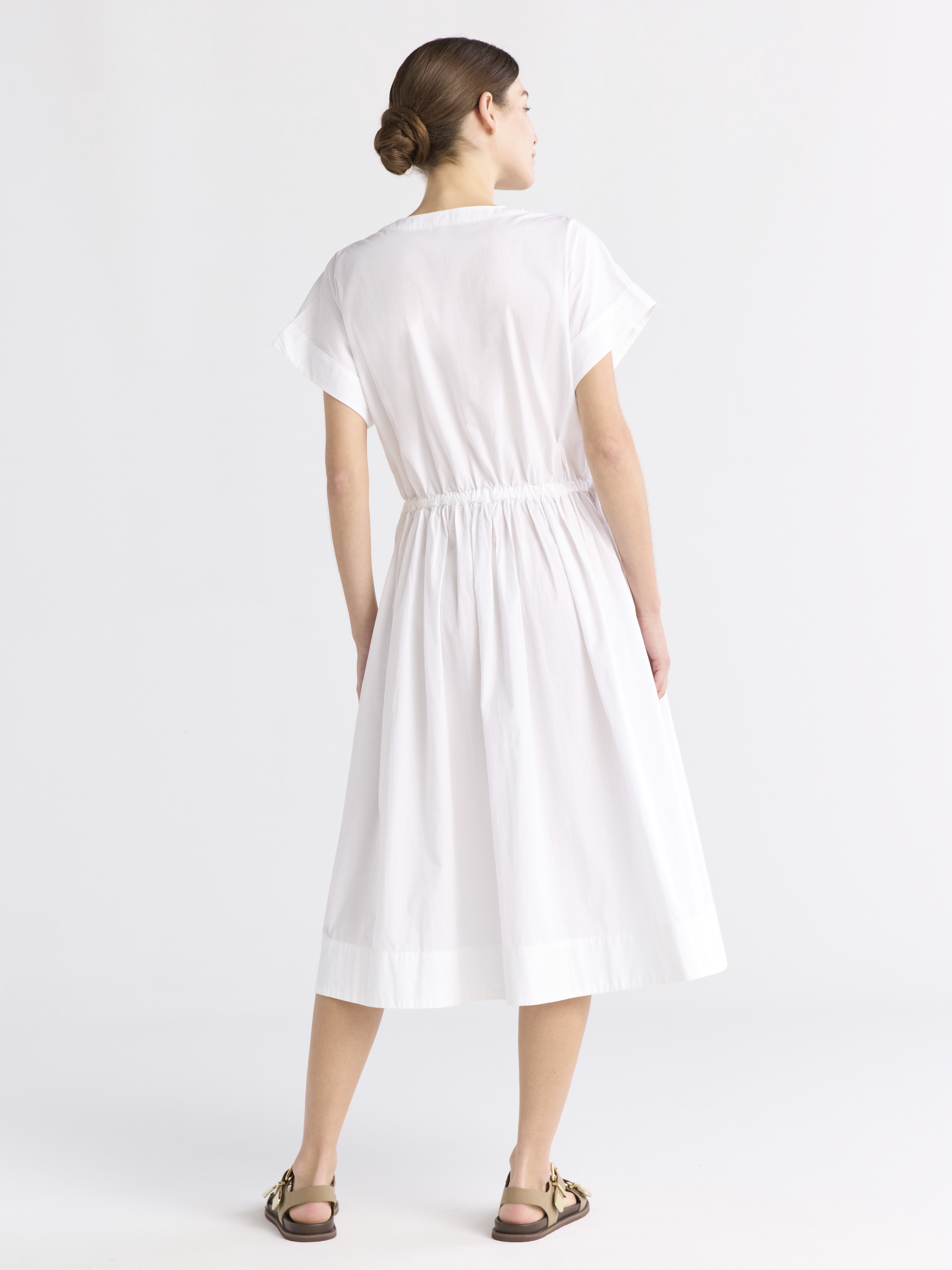 Free Assembly Women's Cotton Midi Shirtdress with Drawstring Waist, Sizes XS-XXL