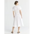 thumbnail image 2 of Free Assembly Women's Cotton Midi Shirtdress with Drawstring Waist, Sizes XS-XXL, 2 of 4
