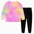 thumbnail image 6 of masbird Toddler Little Girls Clothing Set 2 Piece Tie Dye Sports Outfits Kids Long Sleeve Sweatshirt T-Shirt + Sweatpants(Pink,8-9 Y), 6 of 6