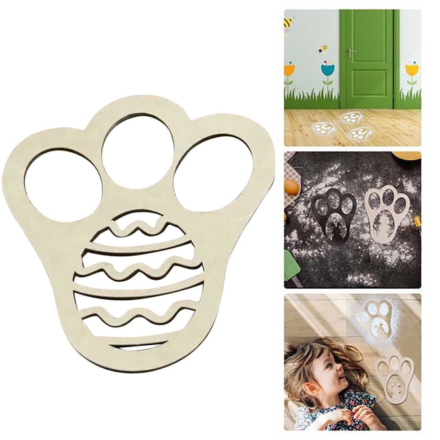 Xihbxyly Plantilla de Pascua, Plantilla de Madera con Forma de Conejo, Tablero de Impresión Reutilizable, Impresiones Mágicas En Harina o Arena, Decoración Navideña Divertida, Reuniones Familiares, A