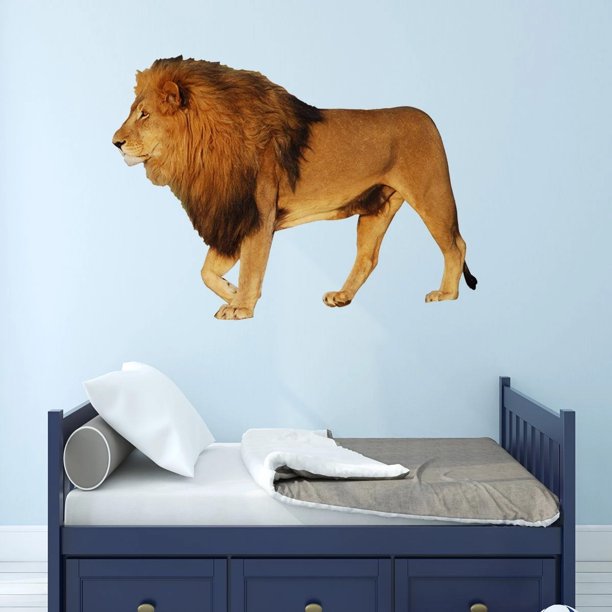VWAQ Lion Wall Art Sticker Decal African Animal Wall Decor Peel And