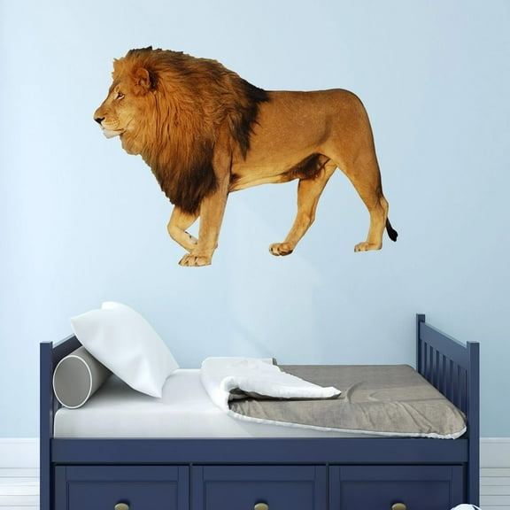 VWAQ Lion Wall Art Sticker Decal African Animal Wall Decor Peel And Stick Mural - PAS1 (20"H X 30"W)