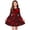 Burgundy, variant on Girls Heart Print Long Sleeve Dress Fit and Flare A-Line Kids Valentines Day Dress Navy Blue Red Heart Party School Dress,Size 5-6 T
