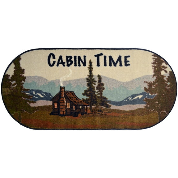 Mayberry Rug Cozy Cabin Cabin Time Rubber Back Accent Rug 20"x44" Oval - 1'8" x 3'8"