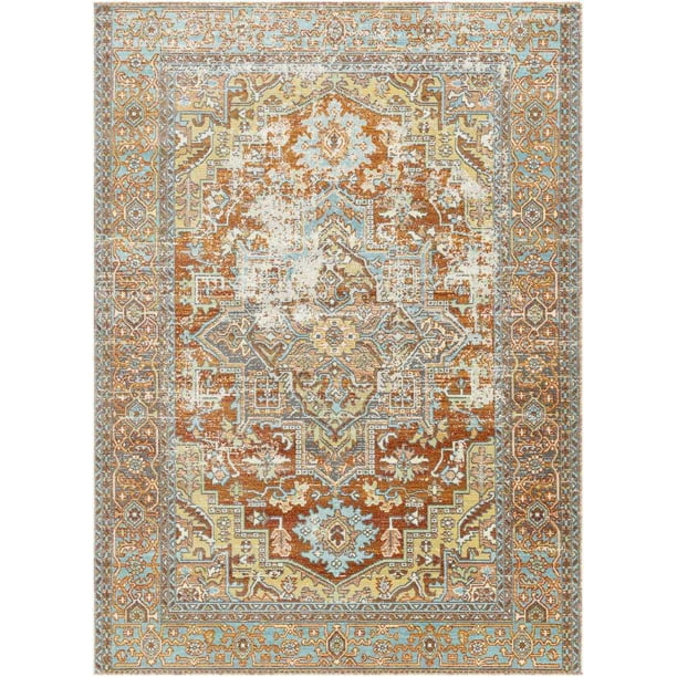 Mark&Day Outdoor Area Rugs, 7x9 Ballum Traditional Indoor/Outdoor Rust Area Rug (6'11" x 9