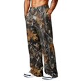 thumbnail image 5 of Havenx Men's Camo Baggy Sweatpants Wide Leg Dry Leaf Print Elastic Waist Sweatpants with Pockets Open Bottom Camouflage Wear Loose Fit Y2k Workout Athletic Soft Clothes,Coffee S, 5 of 7