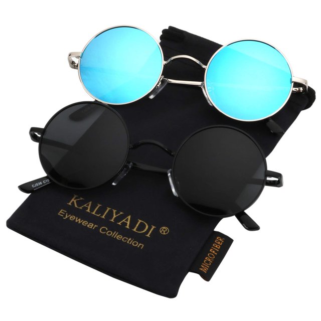 Gafas de sol KALIYADI redondas polarizadas retro de metal UV400 45 mm