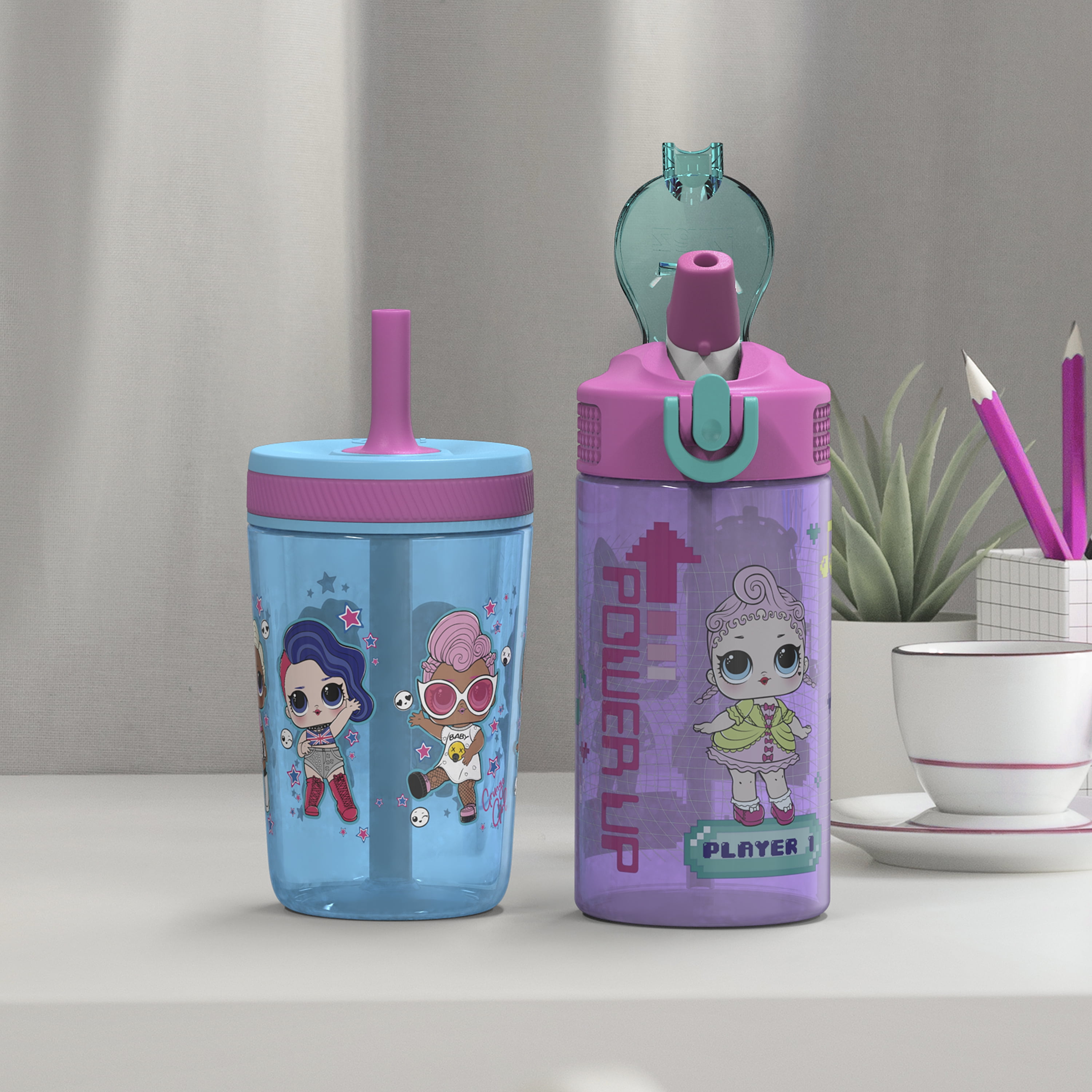 Zak Designs L.O.L. Surprise! 16 ounce Mighty Mug Tumbler with Straw, Babies  Run the World 