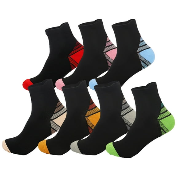 Compression Socks for Unisex Men and Women , Ankle Soft Moisture-Wicking Socks , Athletic Cushioned Low Cut Running Socks for a Secure Fit - 7 Pairs