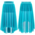 thumbnail image 5 of Zaldita Kids Girls Long Sheer Ballet Dance Skirt Shiny Elastic Waist Lyrical Dance Maxi Skirt Ballerina Dancewear Sky Blue 10, 5 of 6