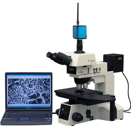 AmScope 50X-2500X Bright & Darkfield Polarizing Metallurgical Microscope + HD WiFi Camera New