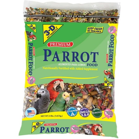 3-D Products Premium Parrot Food, 8.0 LB (Best Parrot For Me)