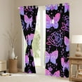 thumbnail image 3 of Erosebridal Cartoon Butterfly Curtains & Drapes Pink Rose Blackout Curtains, Purple Polka Dots Curtains Cute Animal Bedroom Curtains, Kawaii Black Pink Window Drapes, 3 of 6