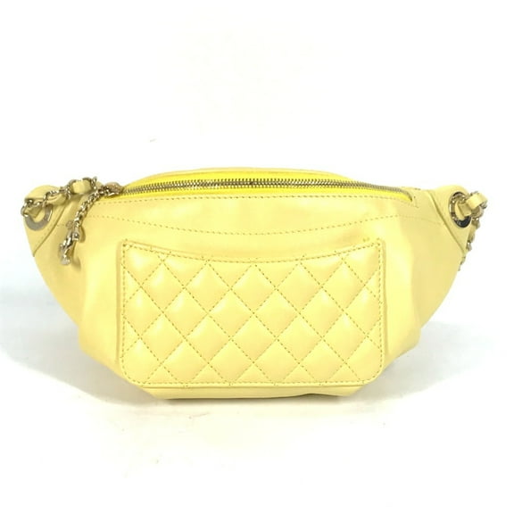 Pre-Owned Chanel A57832 Chain Belt Bag Waist Pouch Bag Cross Quilted Matelasse body...