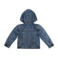 thumbnail image 2 of KIDSCOOL SPACE Boys Denim Jacket,Little Big Kids Simple Design Hooded Jean Coat,Mid Blue,12-13 Years, 2 of 5