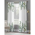 thumbnail image 5 of Eucalyptus Leaves Semi Sheer Curtains 108 Inch Length 2 Panels Set,Spring Pastoral Botanical Leaf Watercolor Sheer Kitchen Curtain Privacy Window Curtain for Living Room Bedroom Rod Pocket Drapes, 5 of 7