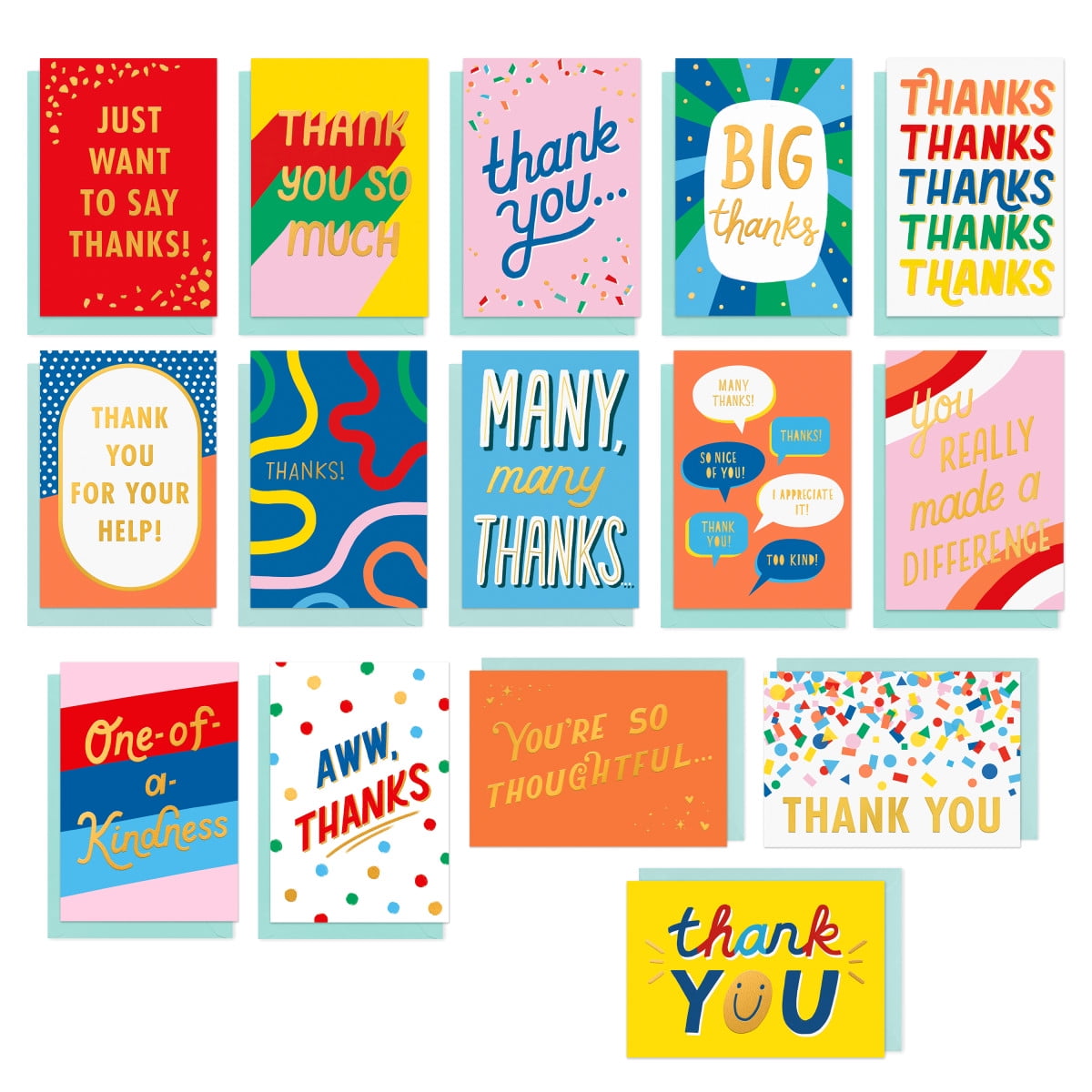 American Greetings - Assortiment de 15 cartes de remerciements avec enveloppes et cachets (Gros merci)