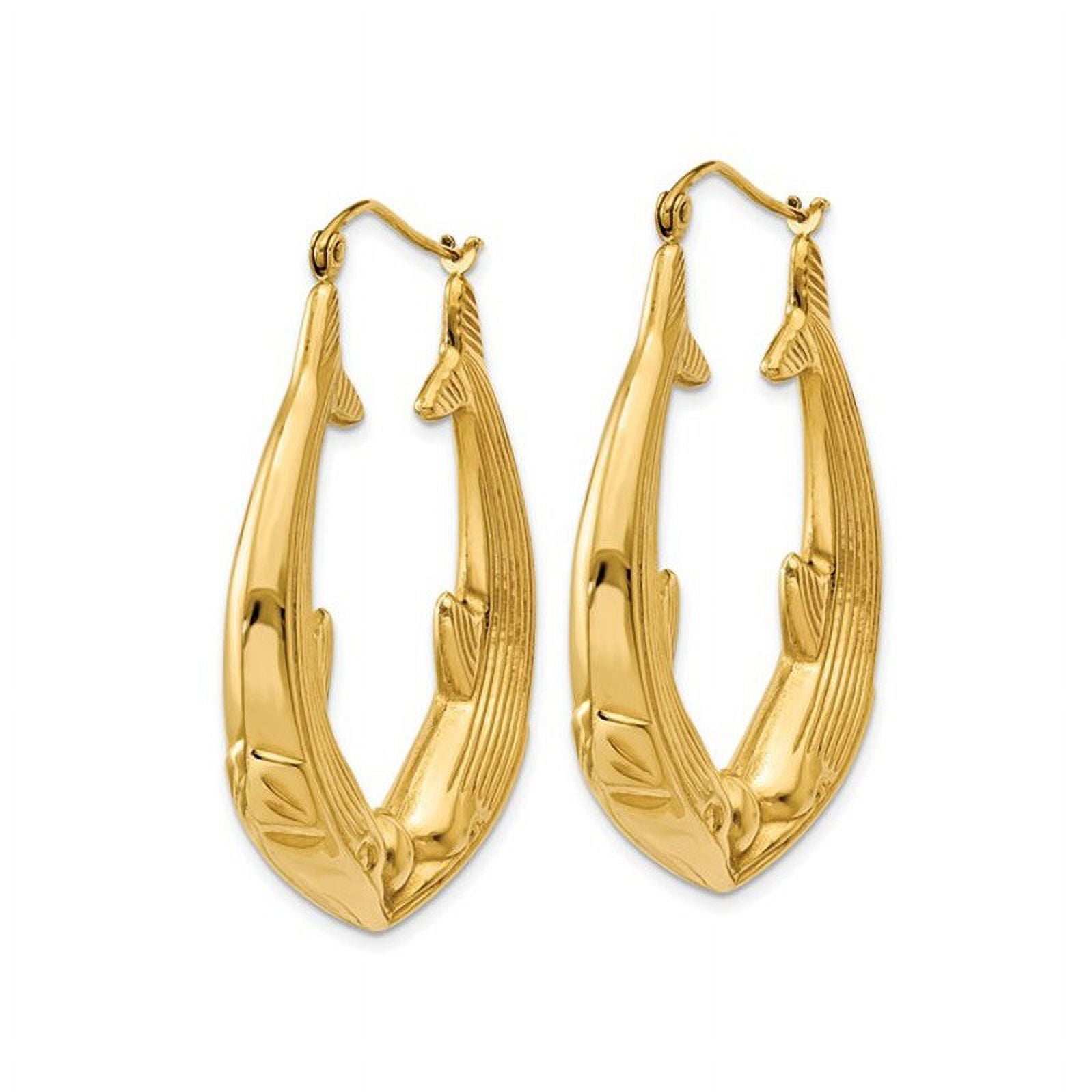Saris And Things 14k Yellow Gold Dolphin Hoop Earrings Multicolor