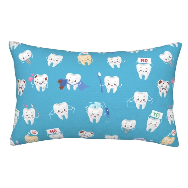 Fotbe Cute Healthy Teeth Funda de Almohada Decorativa Estilo Occidental, Lujo en Algodón, Fundas para Almohadas King, Cojín Estampado para Decoración del Hogar-14"x20"