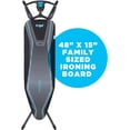 thumbnail image 3 of Minky Ergo Prozone Ironing Board , Made in UK , Dual Iron Rest, Heat Reflective Cover, Thick Felt Underlay - Freestanding Ironing Board with Large 48" x 15" Ironing Surface (Gunmetal and Blue), 3 of 14
