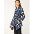 thumbnail image 4 of INSPIRE CHIC Manteau Court Ouvert à Carreaux à Ourlet Asymétrique et Col Rabattu pour Femmes, 4 of 6