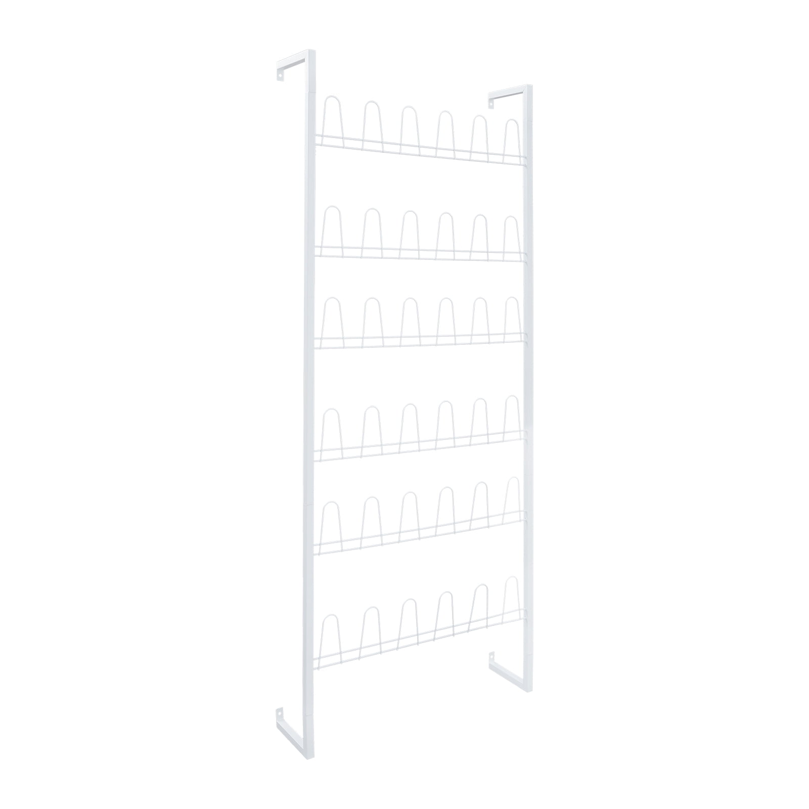6 Tiers Metal Shoe Organizer, Wall Mounted Shoe Rack, Metal Hanging Shoe Rack White