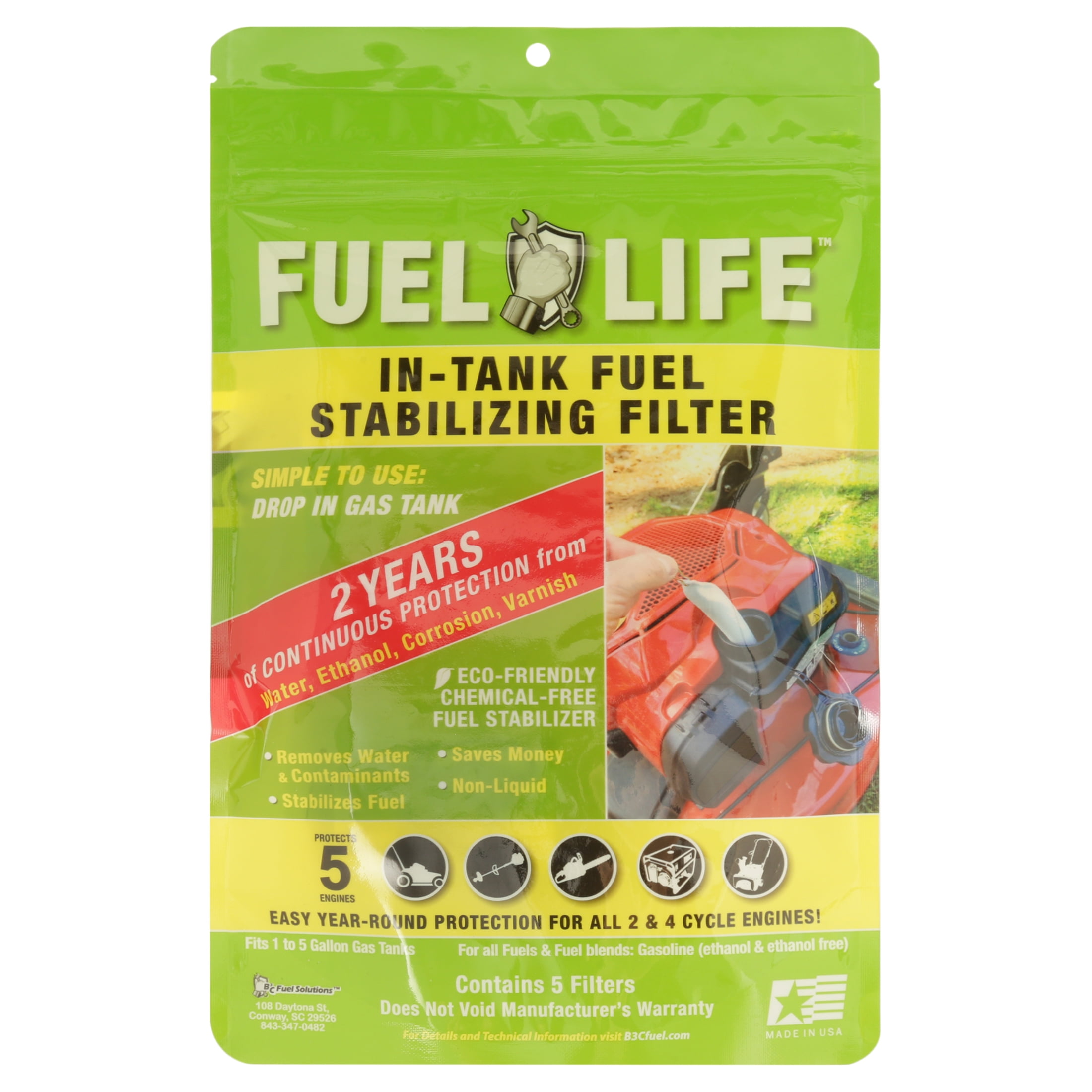 Fuel Life Non-Liquid Lawn Mower Fuel Stabilizer Filter (5 Pack), B3C