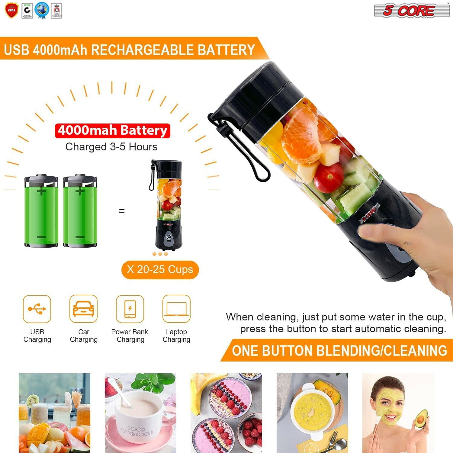 Buy 5 Core Portable Personal Blender USB 4000 mAh Rechargeable Long battery life with 6 Blades