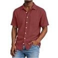 thumbnail image 6 of Mens T Shirts Cotton Short Sleeve Casual Shirts Button Down Oversized Shirt for Men Beach Summer Out Tops with Pockets, 6 of 9