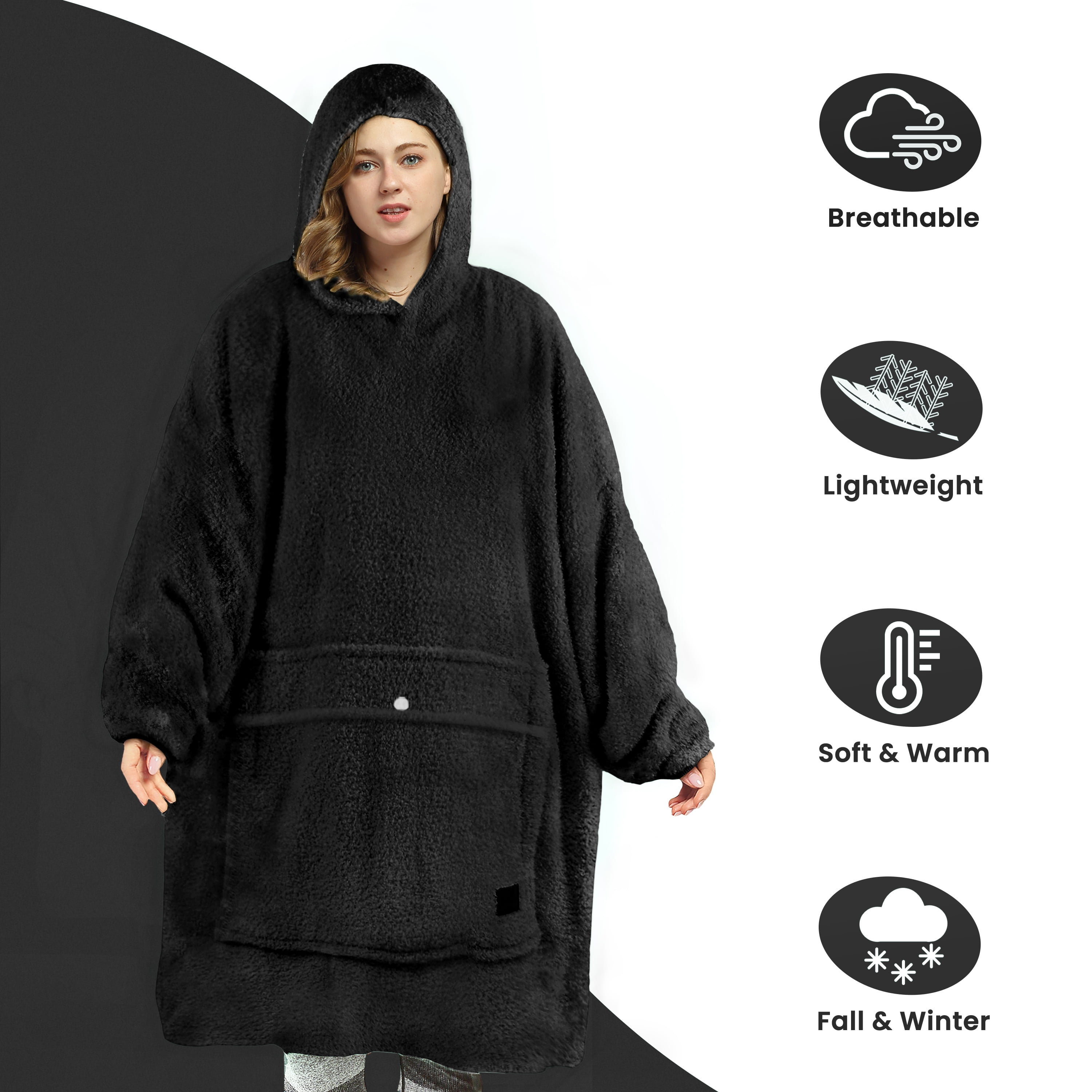 Tirrinia Oversized Wearable Blanket Hoodie, Fleece Home Blanket Sweatshirt, Warm Blanket with Sleeves, Gift for lover