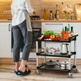 thumbnail image 5 of Lumiparty 3 Tier Service Utility Cart, Rolling Utility/Push Cart with Brake Wheel, Heavy Duty Food Service Cart, for Office, Warehouse, Restaurant, 360 lbs Capacity, Black, 5 of 7
