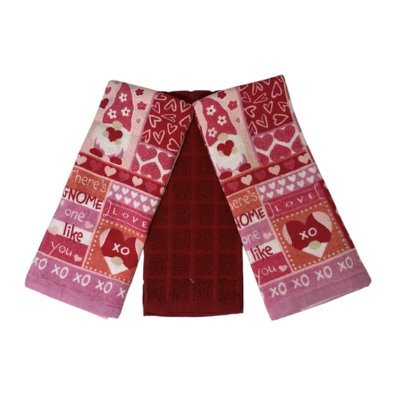 Serafina Home Valentines Kitchen Towels: Cute There's Gnome One Like You, Friendship And Love