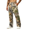 thumbnail image 2 of LTTVQM Men's Casual Outdoor Camo Trousers Scenic Country Camo Adjustable Drawstring Waist Relaxed Thigh Fit Camping Wide Leg Full Length Pants Bronze S, 2 of 7