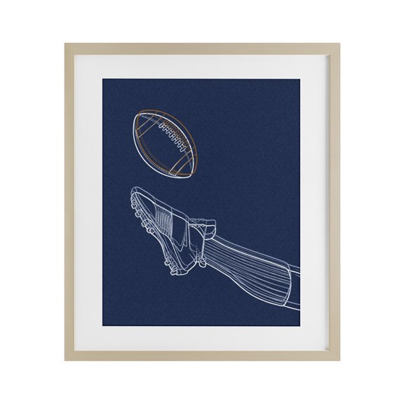 Stupell Industries Football Lines Contour Birch Framed Print Under Glass, design by Marcus Prime