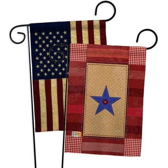 Breeze Decor BD-MI-GP-108070-IP-BOAA-D-US12-BD 13 x 18.5 in. Military Impressions Decorative Vertical Double Sided USA Vintage One Star Service Americana Applique Garden Flags - Pack of 2